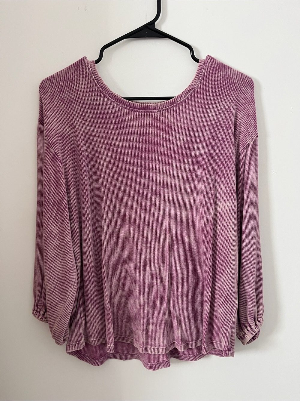 Anthropologie Washed Mauve Ribbed 3/4 Sleeve Top